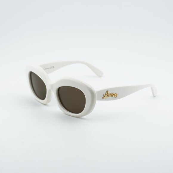 Loewe LW40153I 25E Sunglasses Ivory Cat Eye Frame Brown Lenses